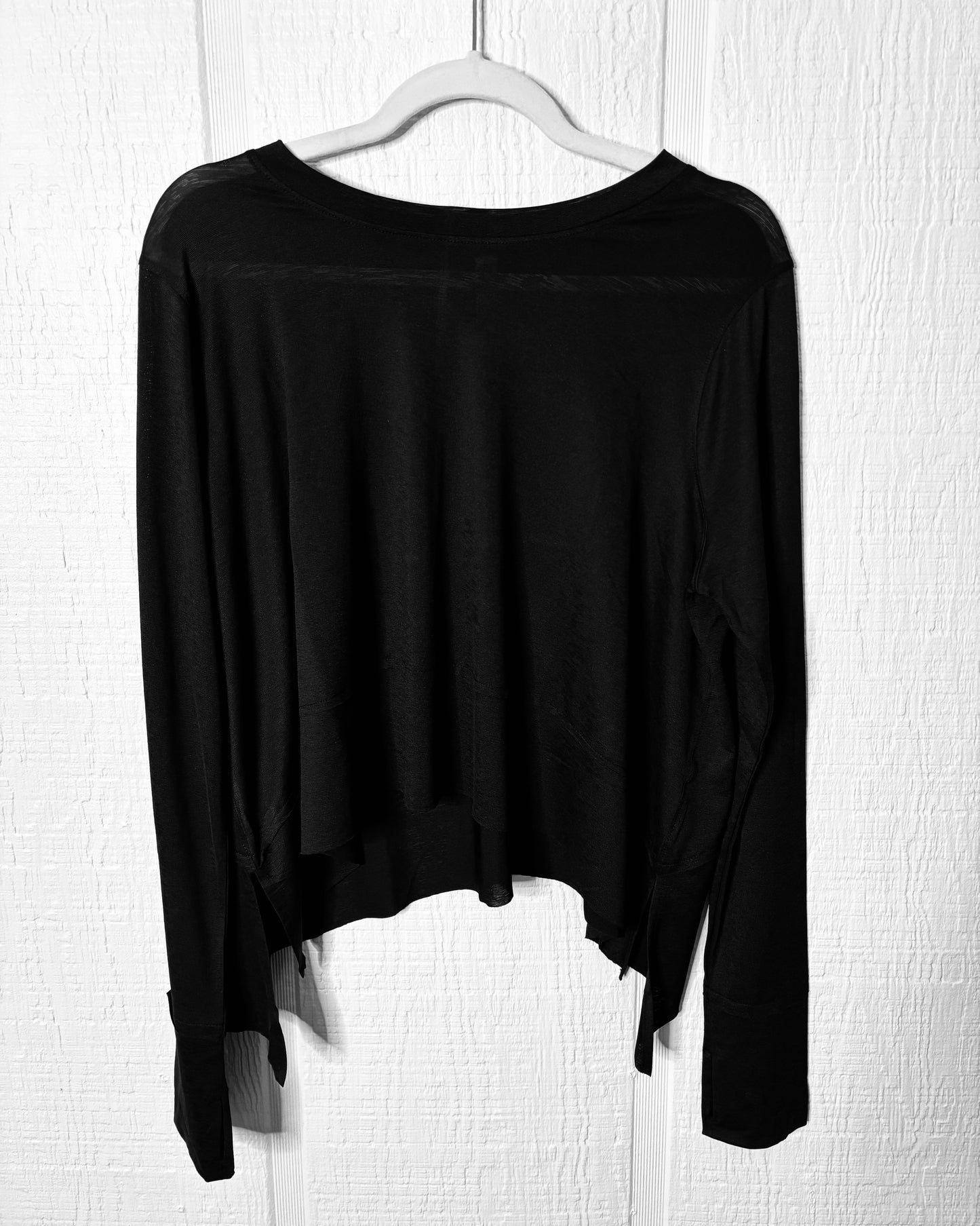 Black Comfy side slit Top w/thumb holes