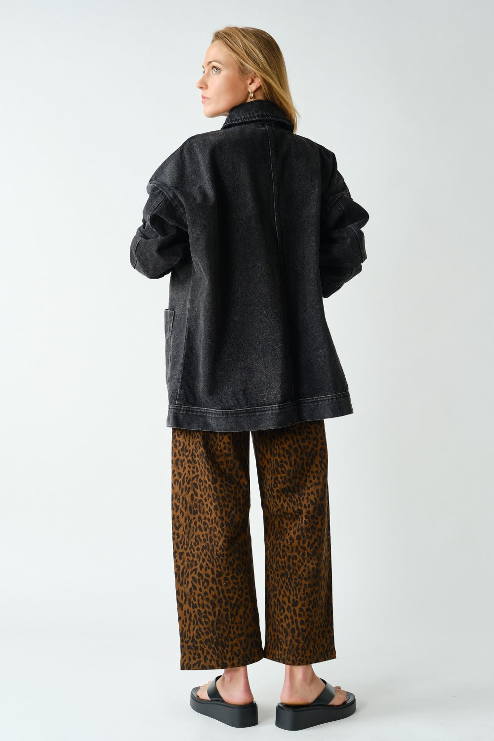 Washed Black Boxy Denim Jacket