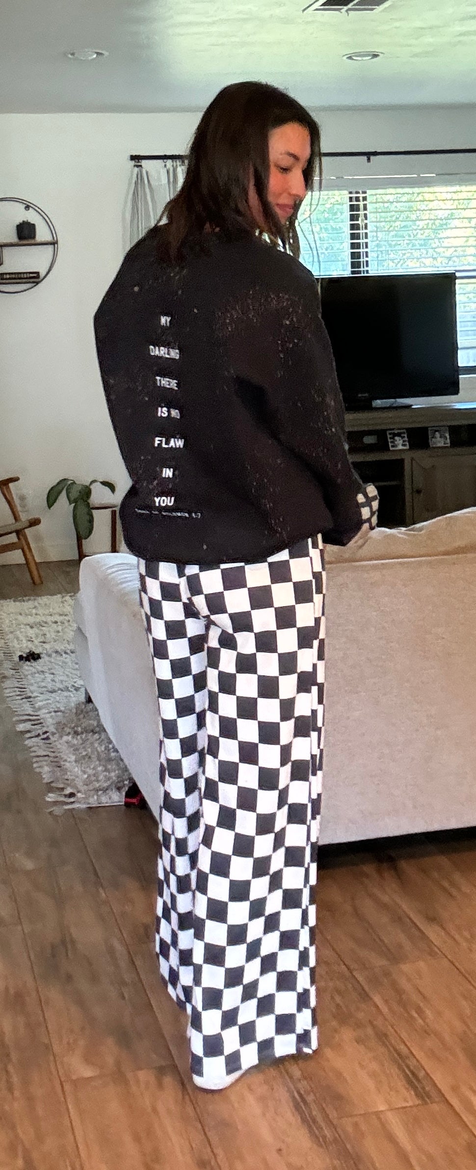 Checkered Wide Leg Pant