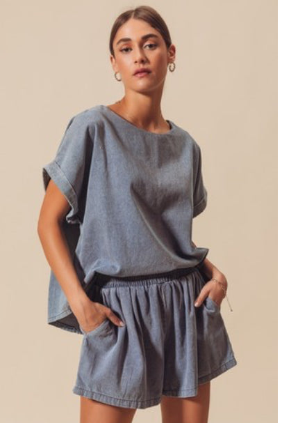 Denim Short Set