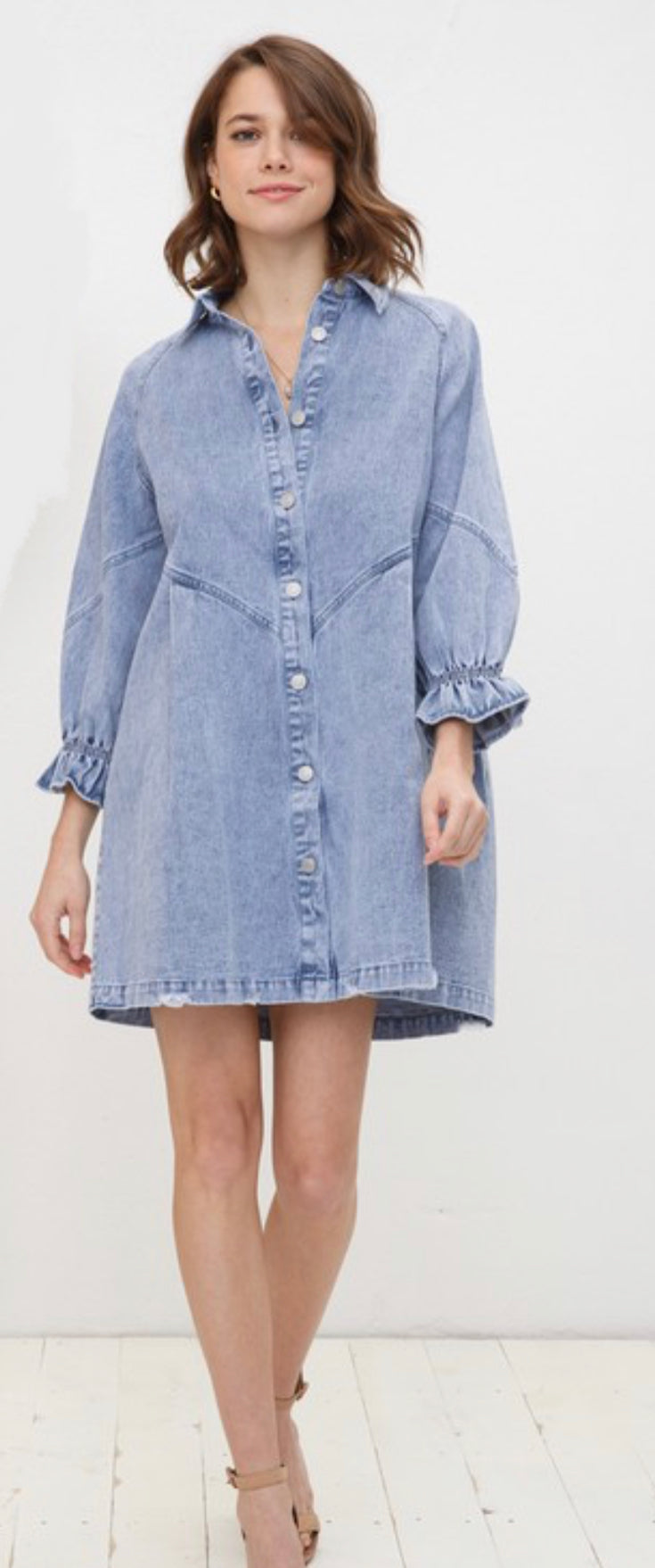 Washed Denim Shirt dress