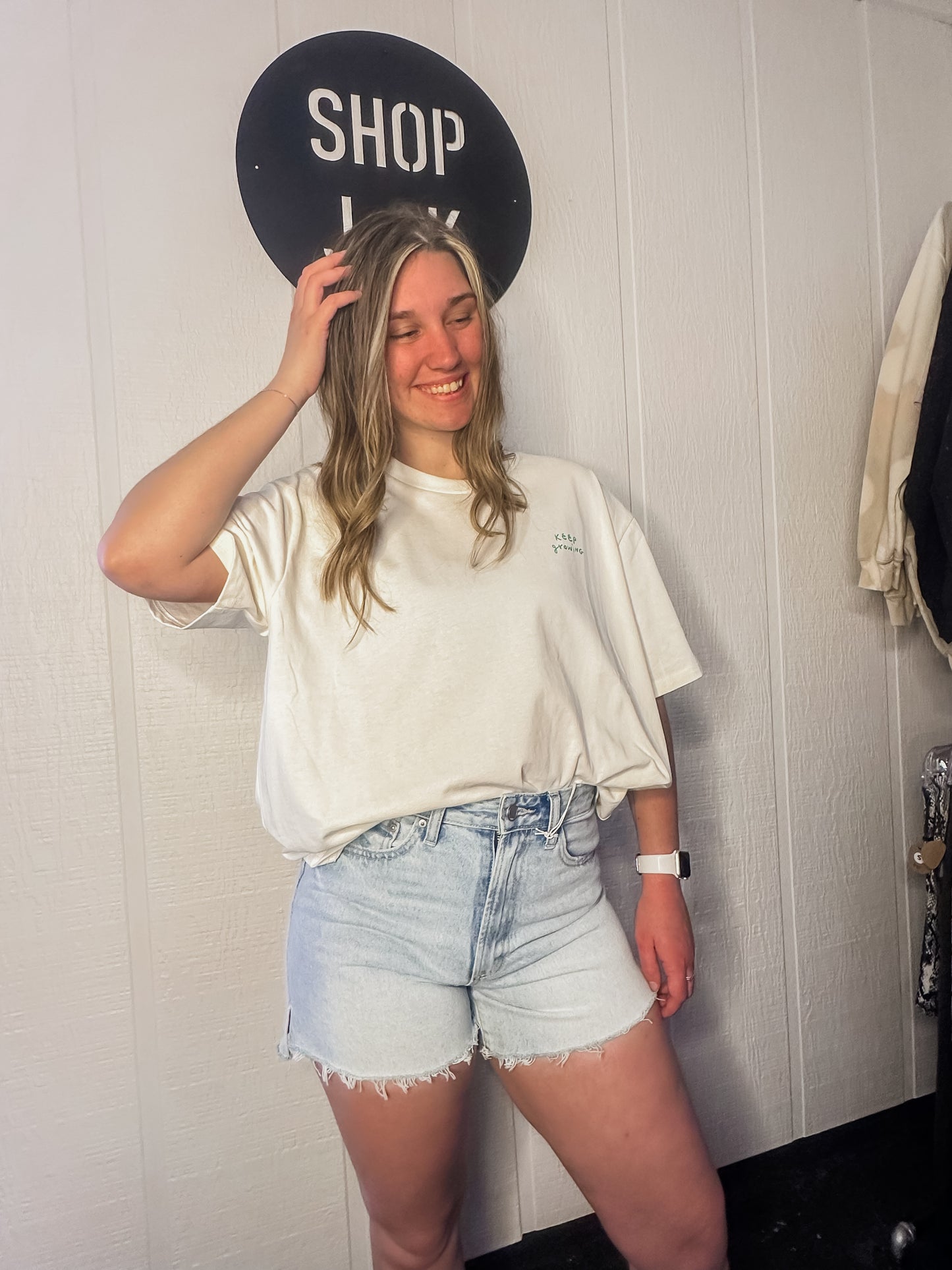 Light-Wash Distressed Denim Shorts