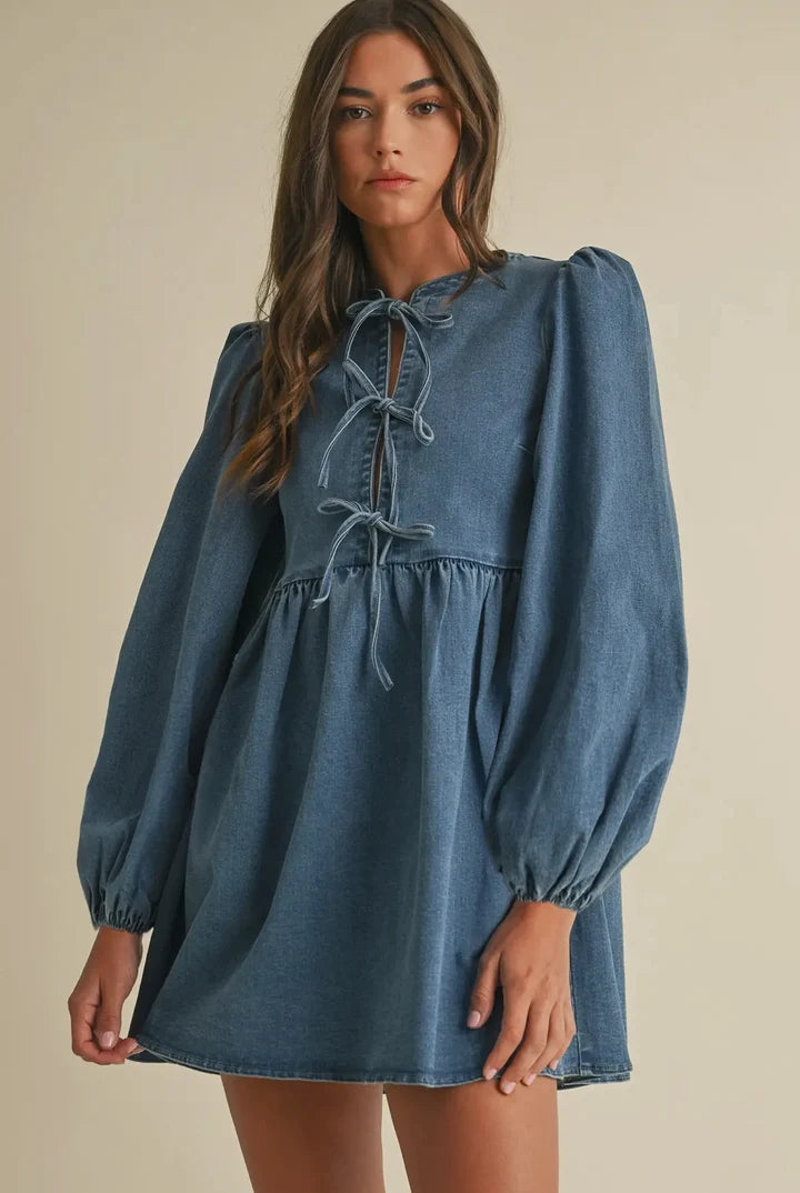 Bow Denim Dress