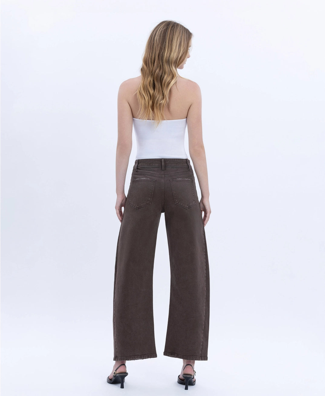 Washed Brown Barrel Jeans