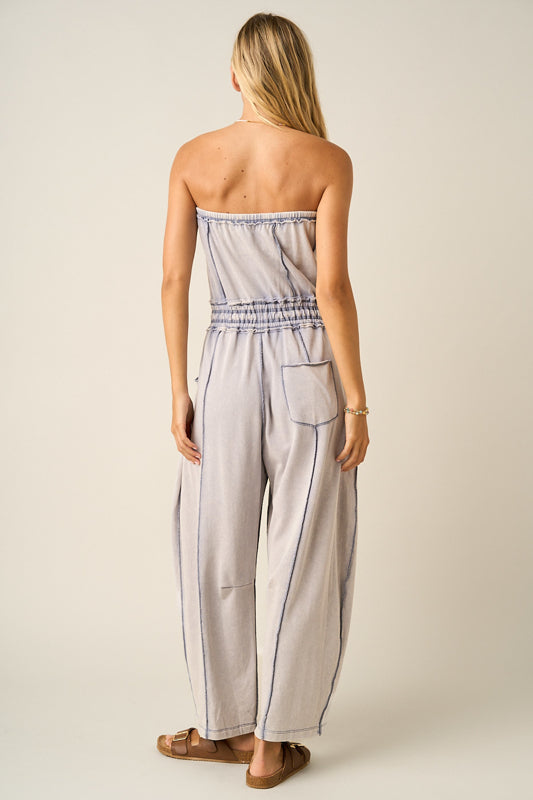 Cloud Wash Strapless Jumpsuit