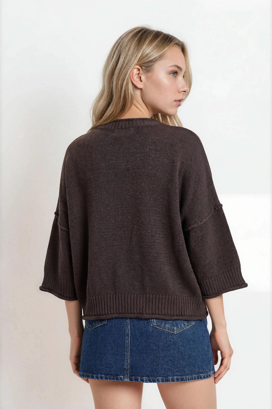 Exposed Seam Relaxed Knit Sweater