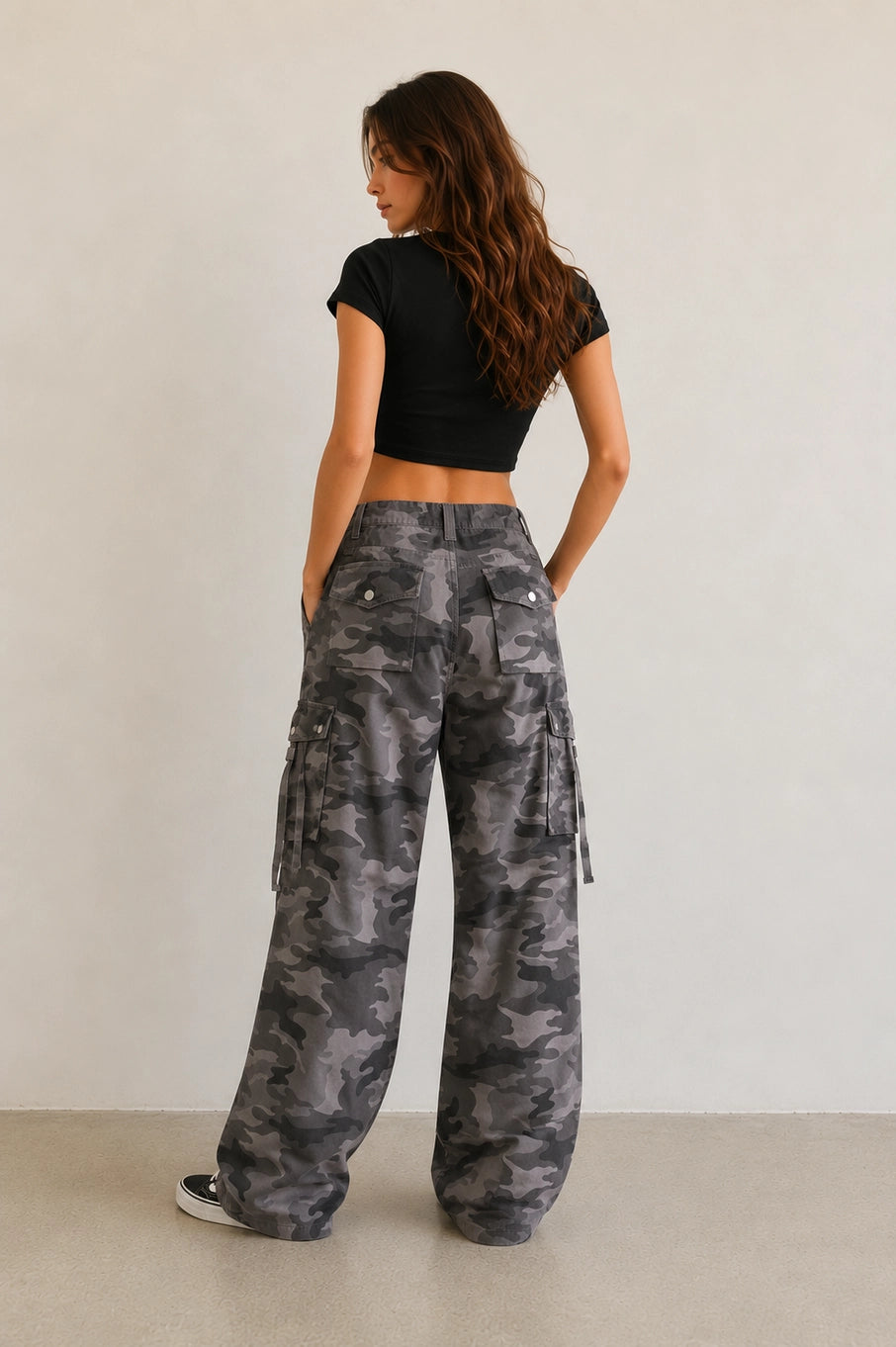 Grey Camo Cargo Pants