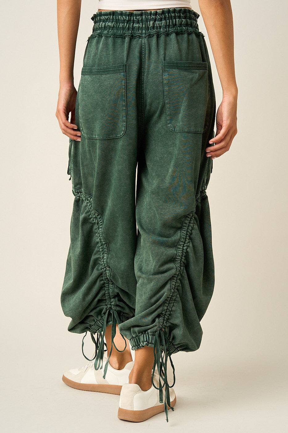 Washed Ruched Cargo Joggers