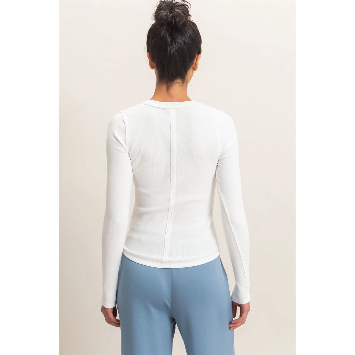 Long Sleeve Ribbed Henley