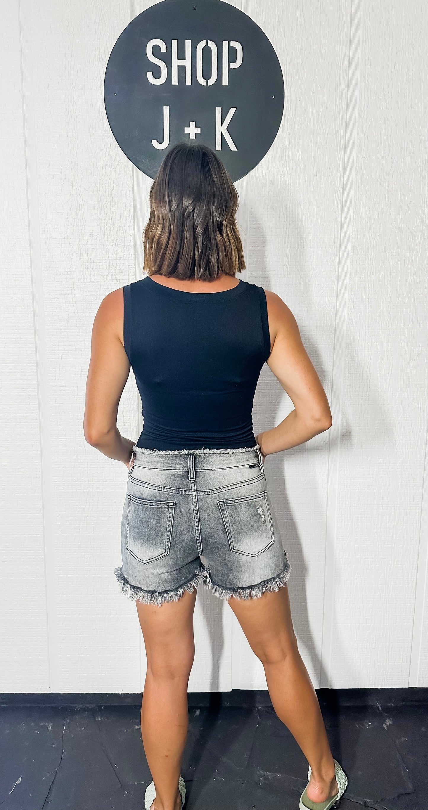 Vintage Grey Washed Denim Shorts