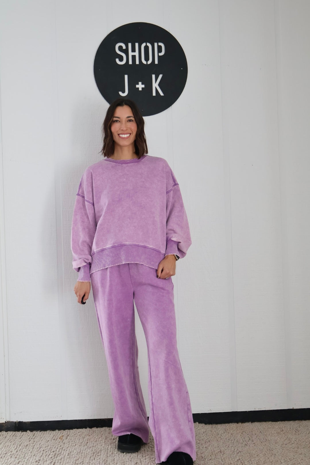 Fleece Wide Leg washed sweatpants