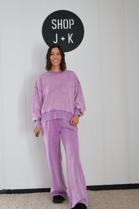 Fleece Wide Leg washed sweatpants