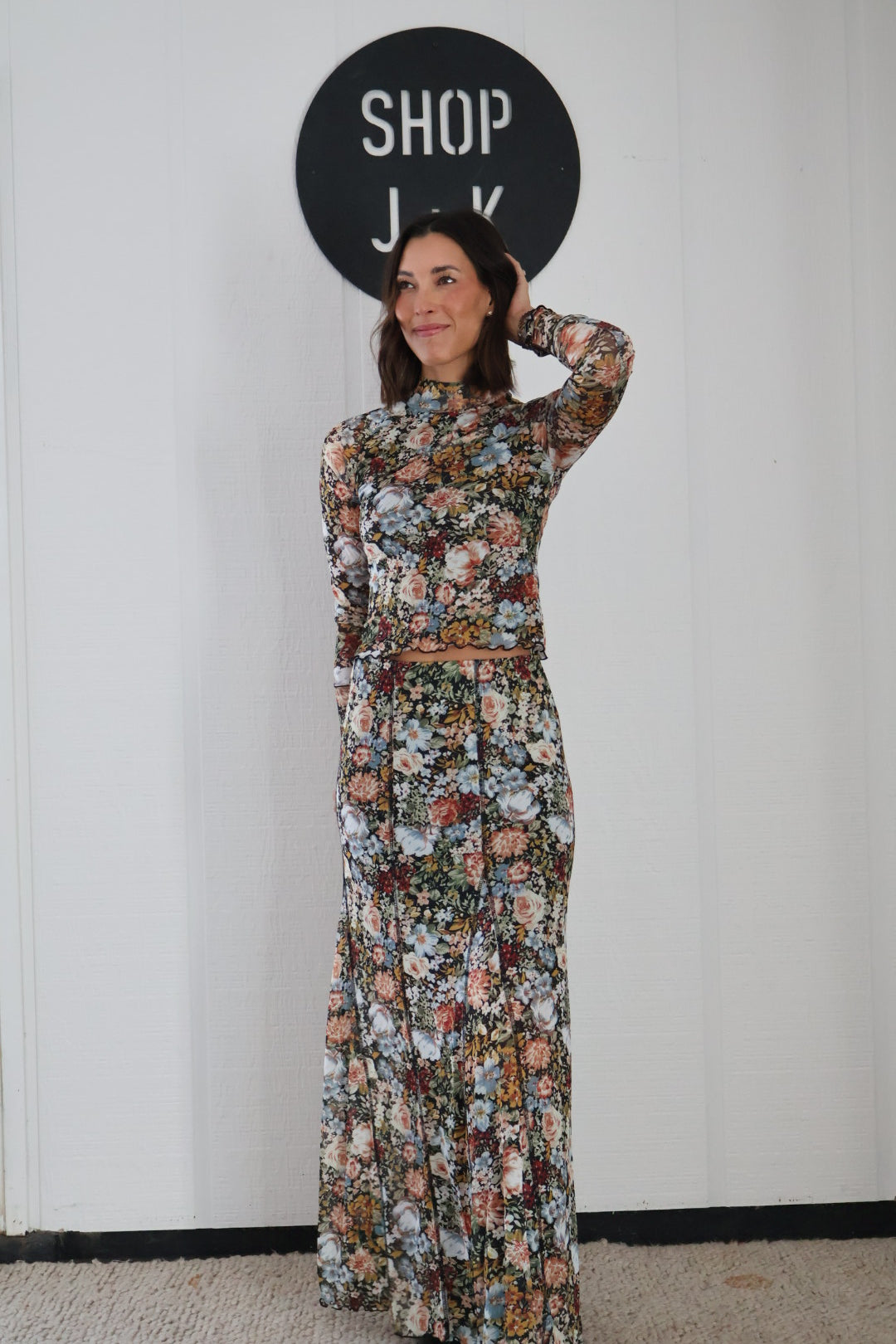 Floral Mesh Maxi Skirt