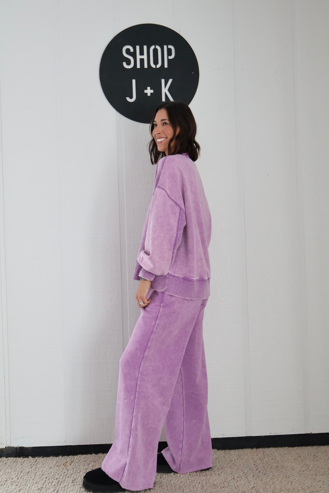 Fleece Wide Leg washed sweatpants