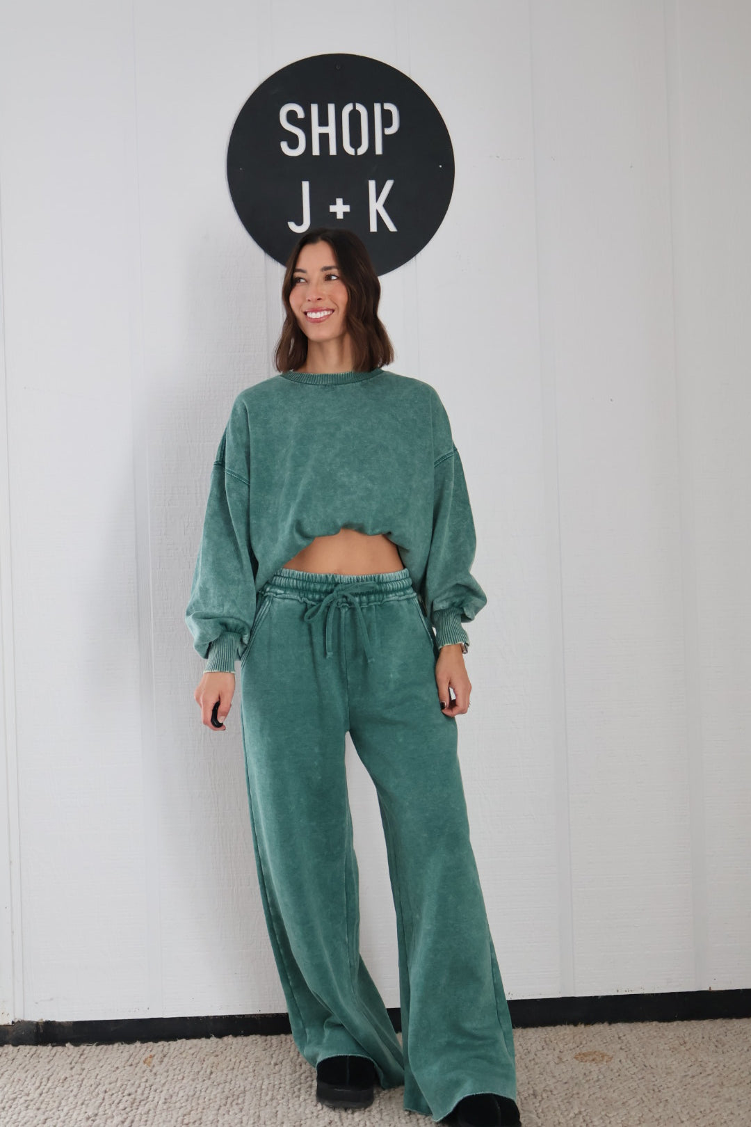 Fleece Wide Leg washed sweatpants