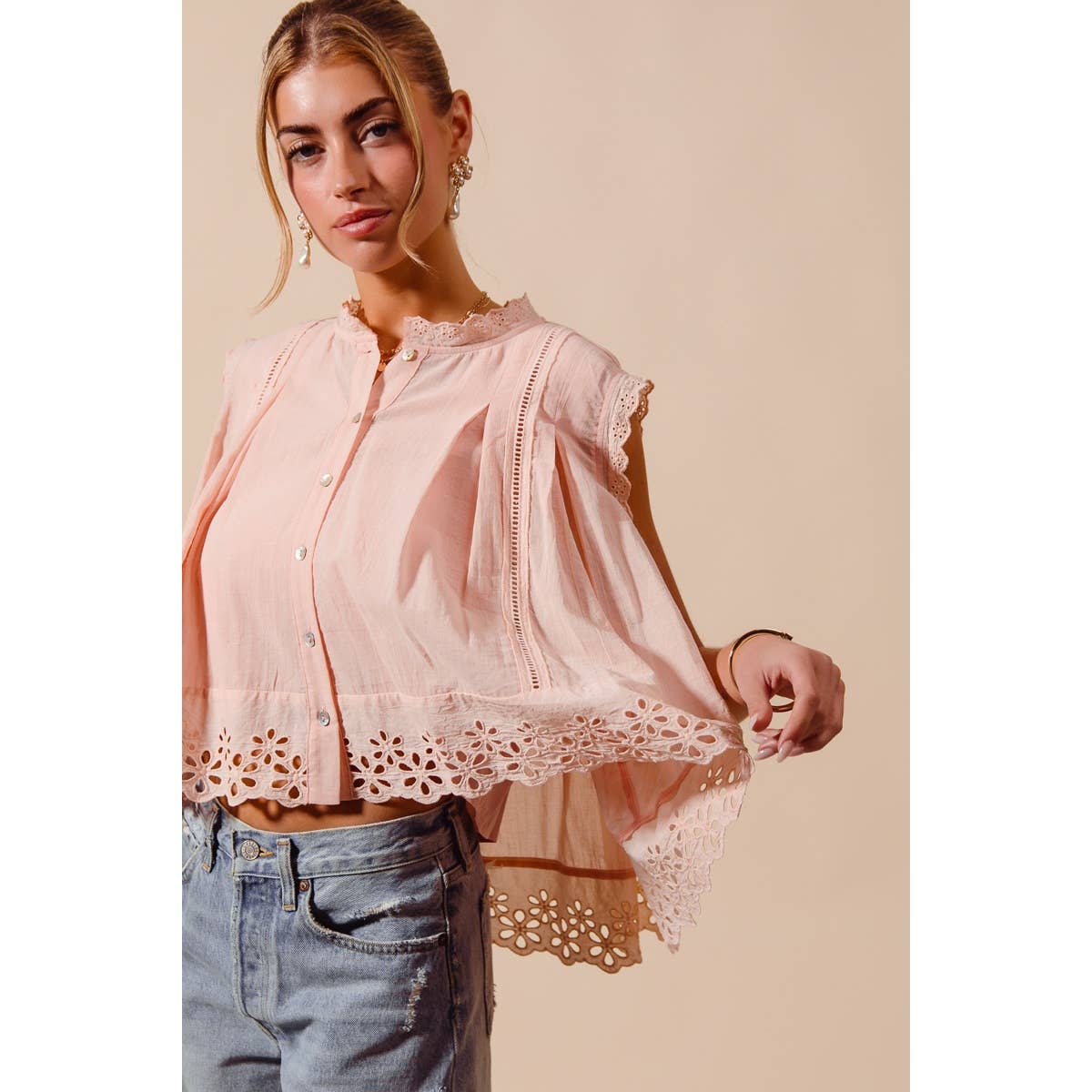 BUTTON UP FRONT PLEATED SLEEVELESS BLOUSE TOP