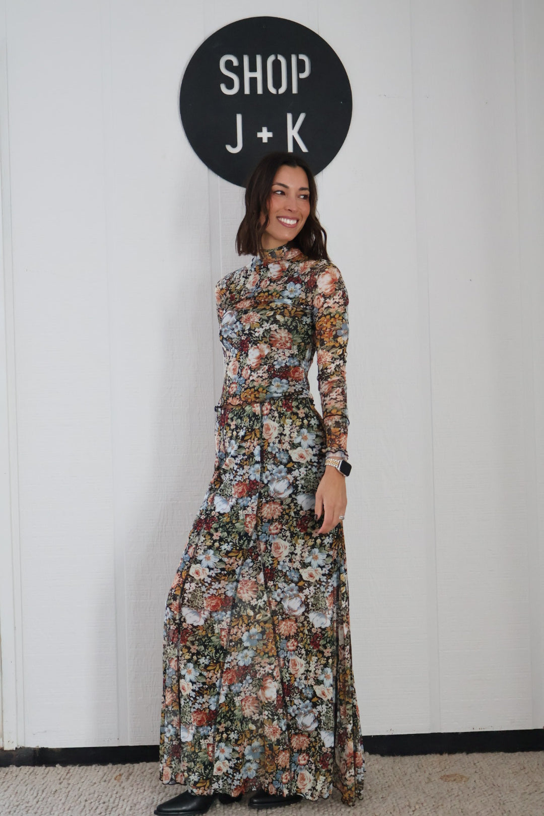 Floral Mesh Maxi Skirt