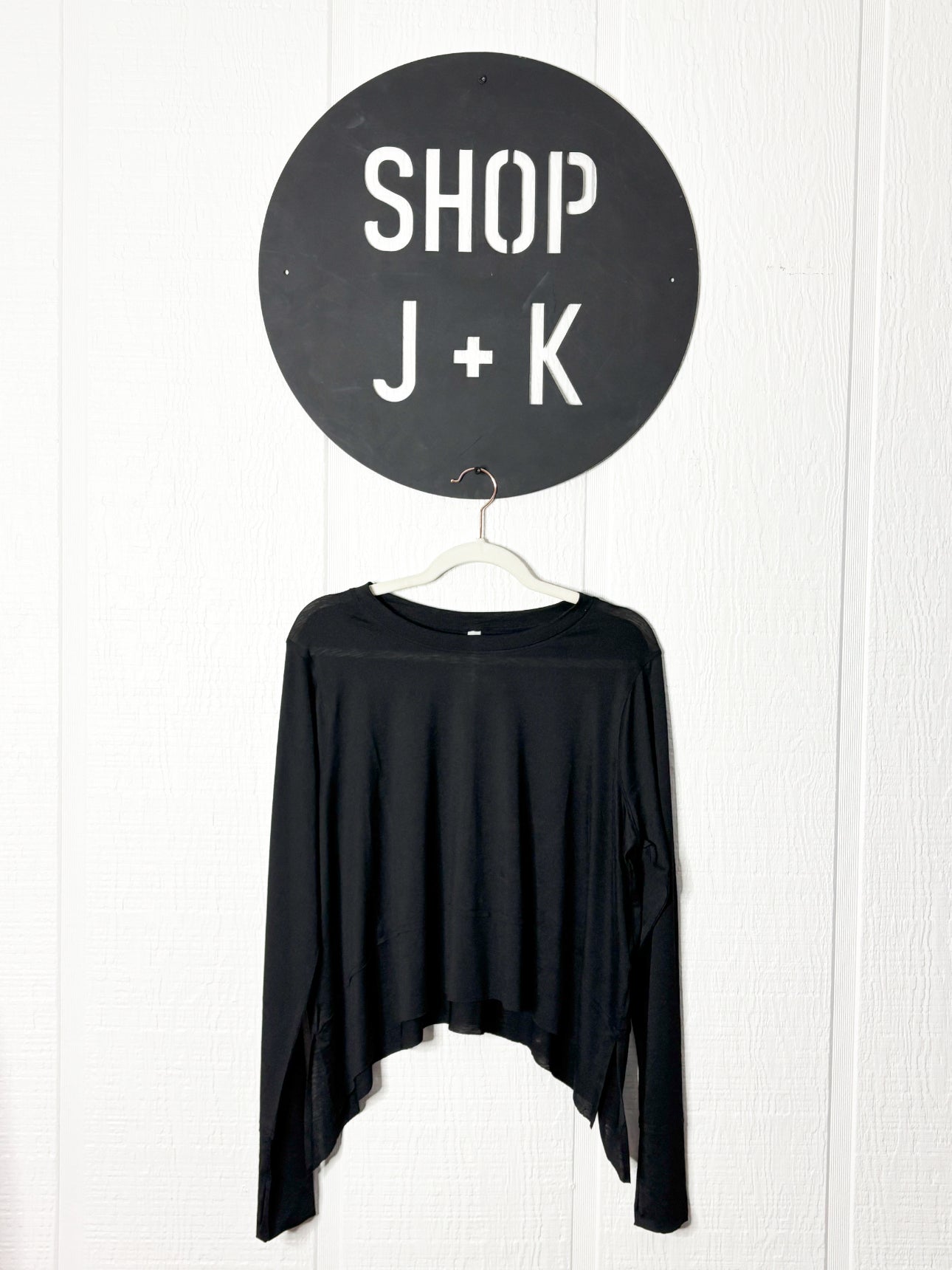 Black Comfy side slit Top w/thumb holes