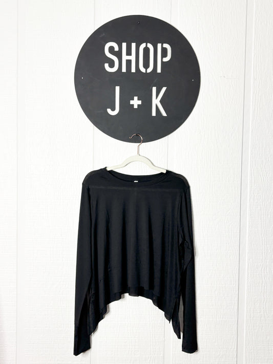 Black Comfy side slit Top w/thumb holes