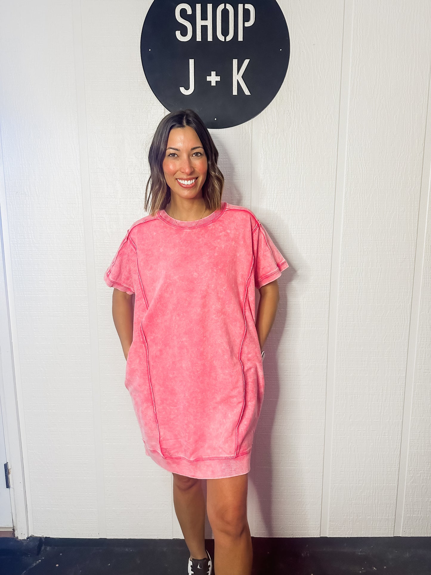 Pink Washed Terry Dress