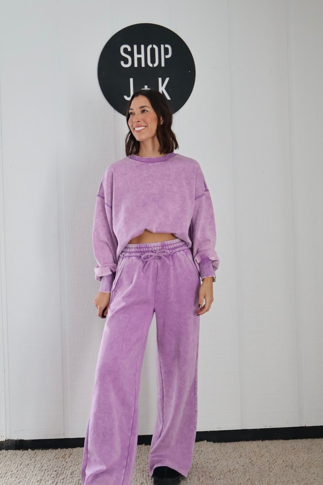 Fleece Wide Leg washed sweatpants