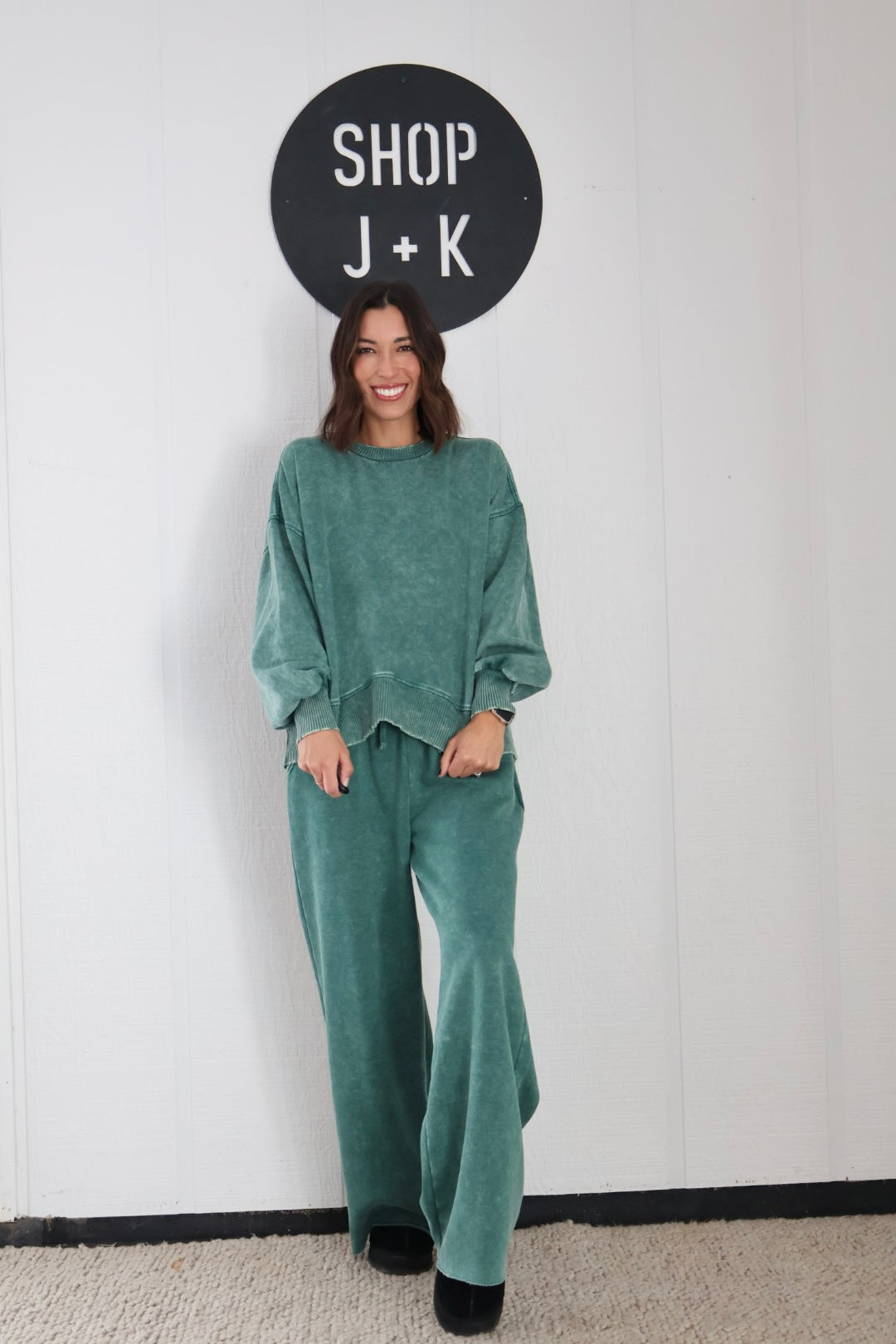 Fleece Wide Leg washed sweatpants