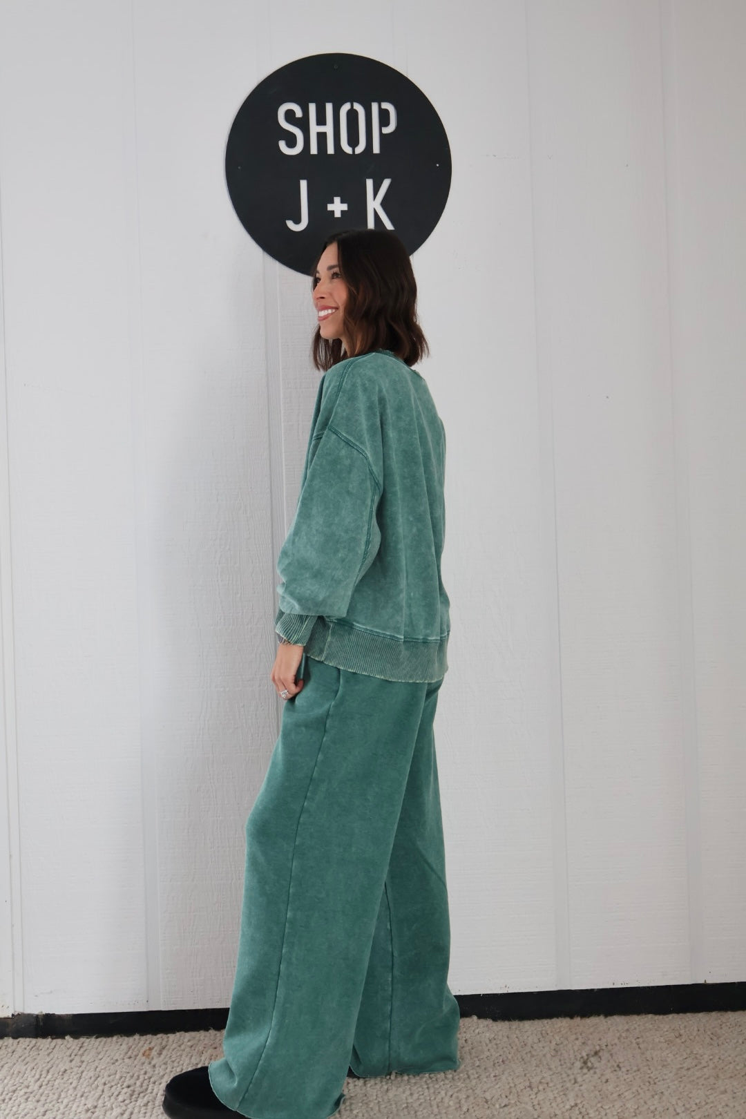 Fleece Wide Leg washed sweatpants