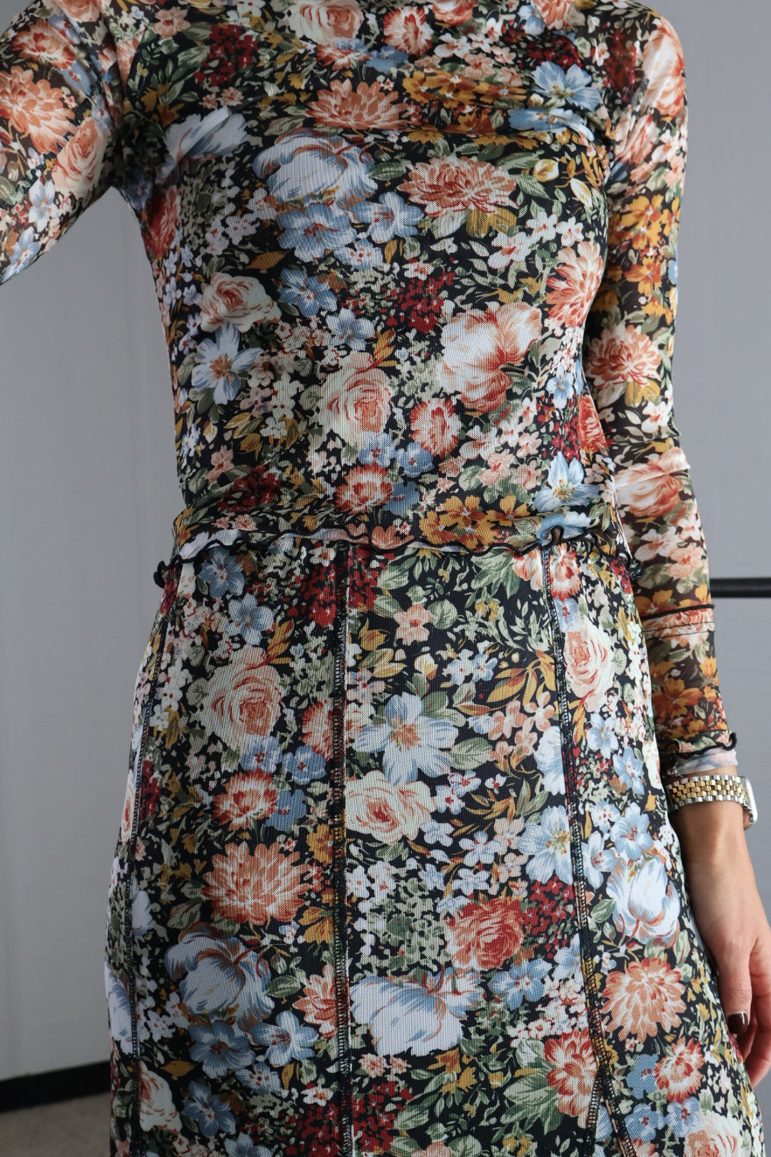 Floral Mesh Maxi Skirt