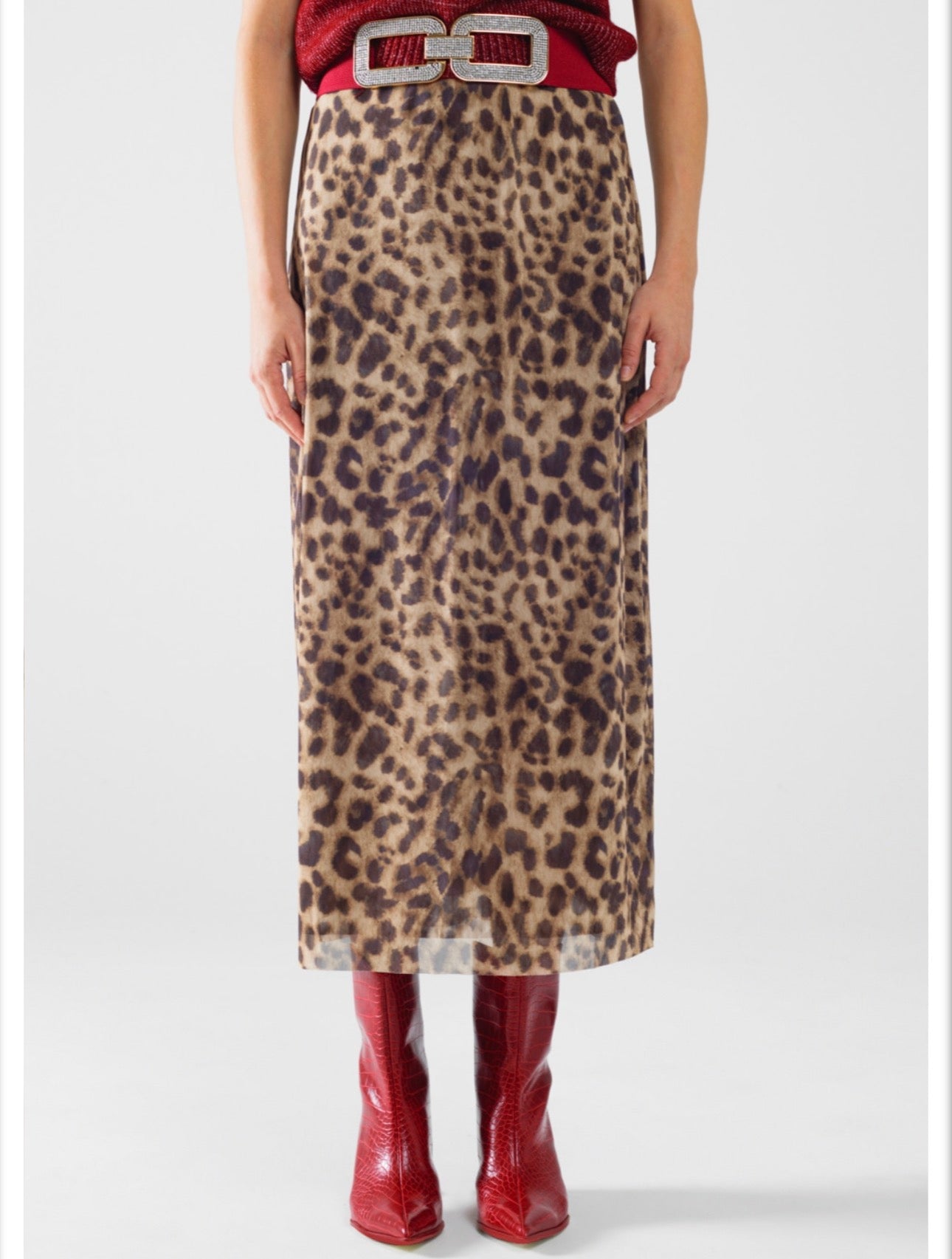 Mesh Leopard Maxi Skirt