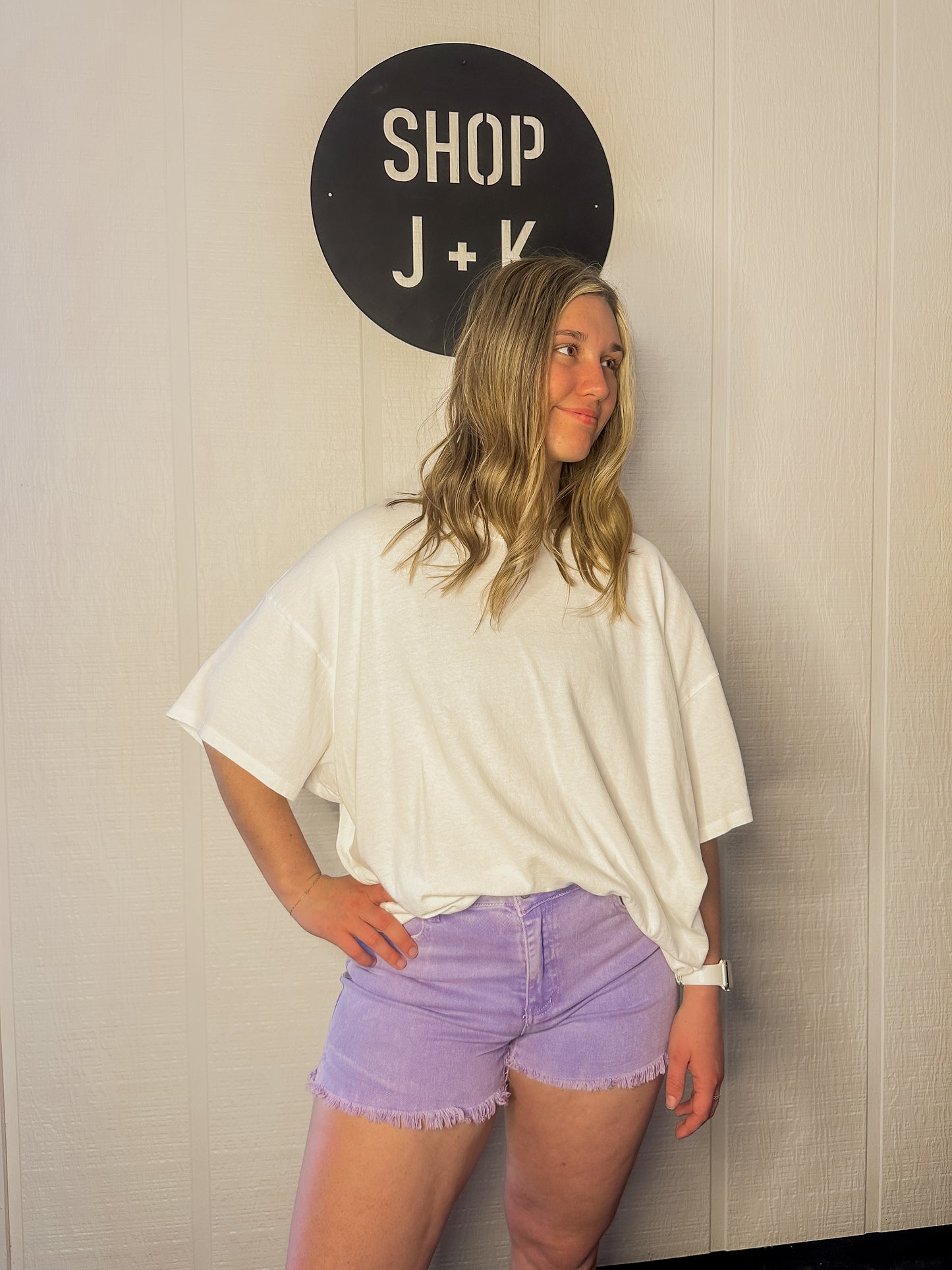 Purple Denim Shorts