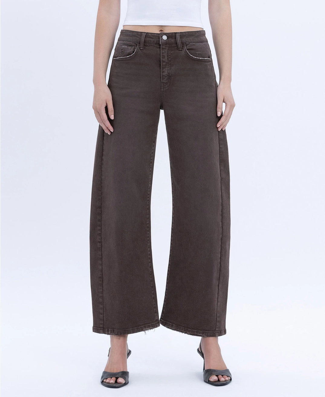 Washed Brown Barrel Jeans