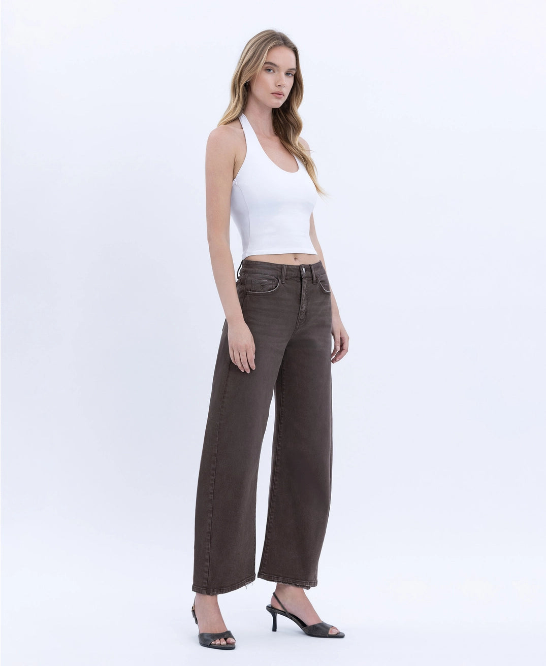 Washed Brown Barrel Jeans