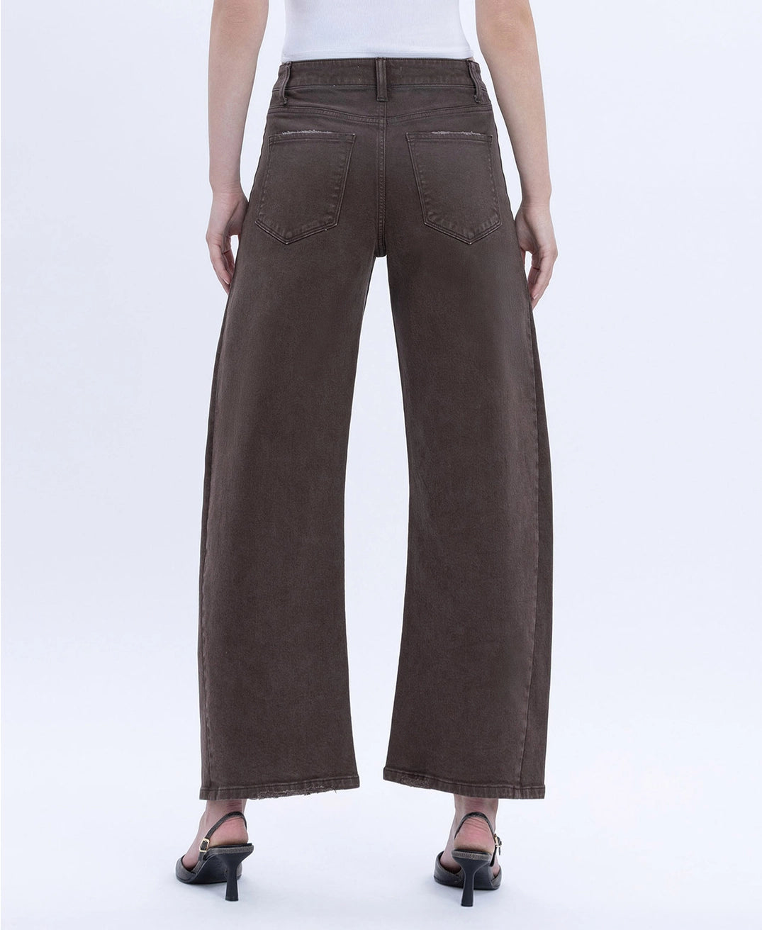 Washed Brown Barrel Jeans