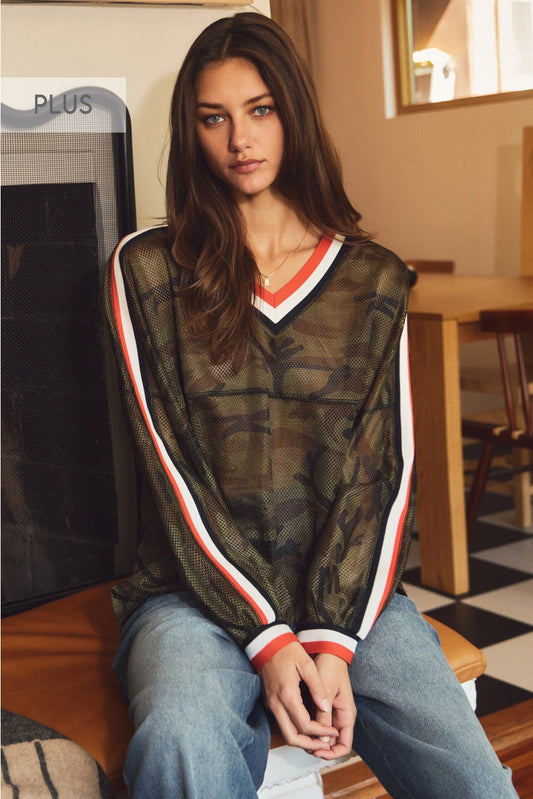 Camo Mesh Varsity Top
