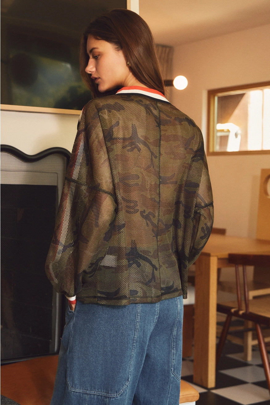 Camo Mesh Varsity Top