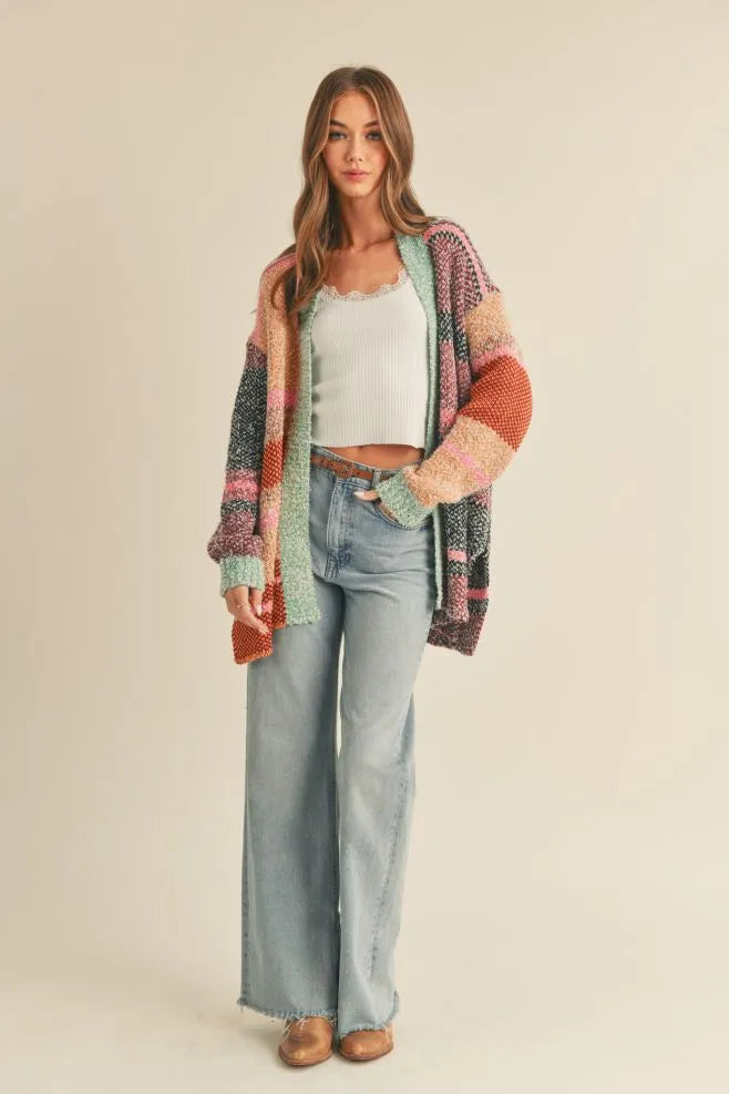 Patchwork Knit Cardigan