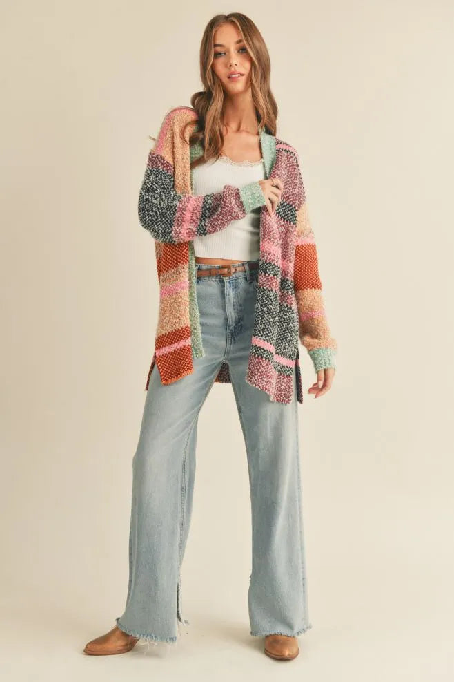 Patchwork Knit Cardigan