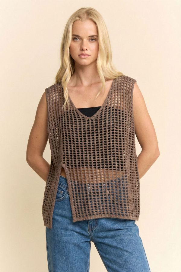 Open Knit Crochet Tank
