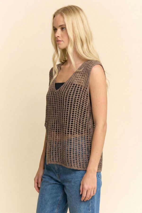 Open Knit Crochet Tank