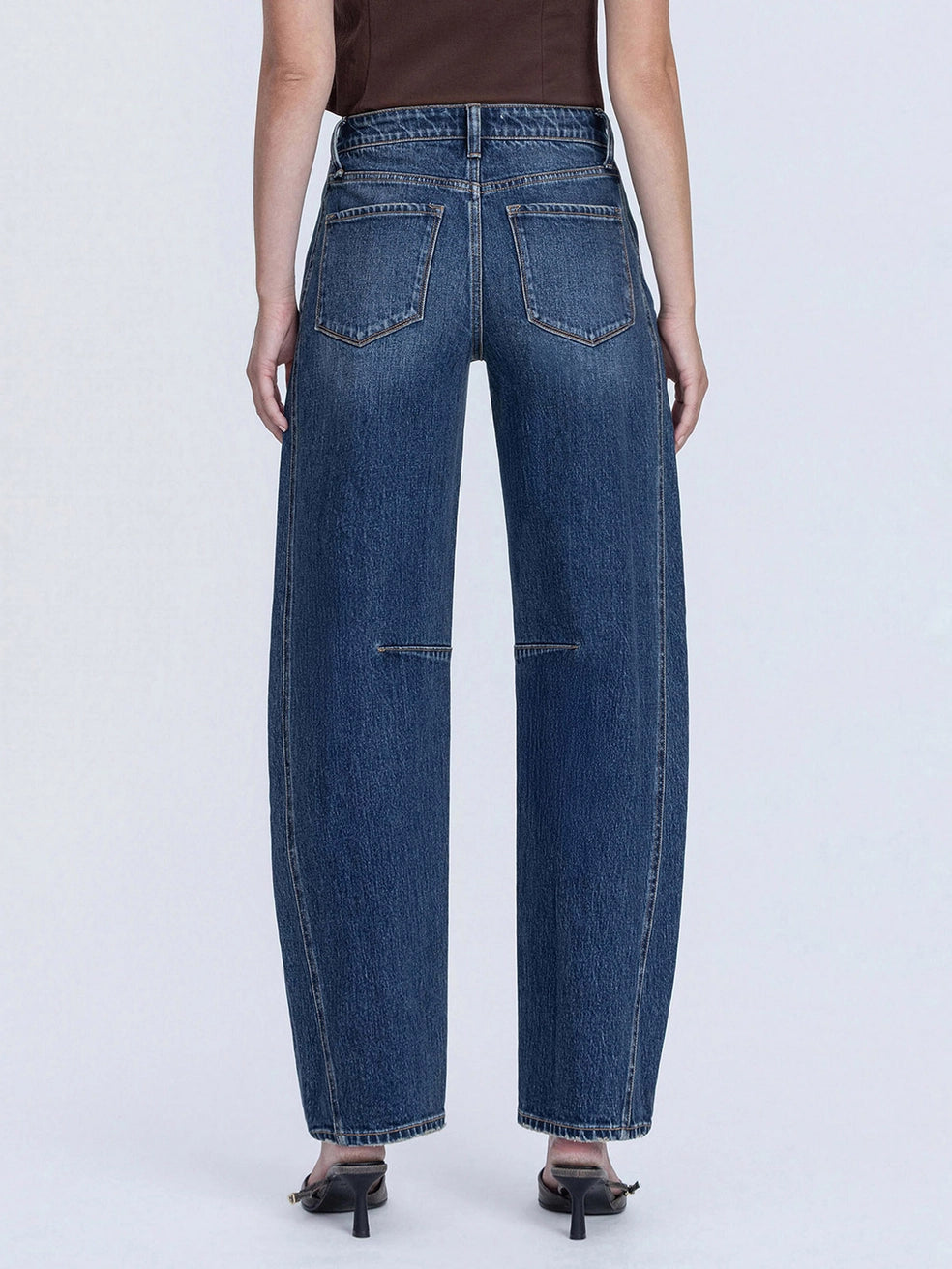 Dark Wash Seamed Barrel Jeans