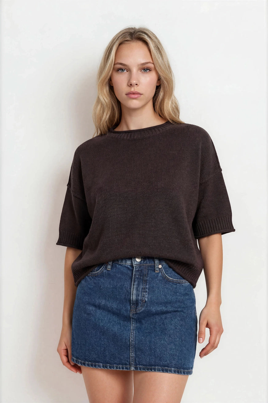 Exposed Seam Relaxed Knit Sweater