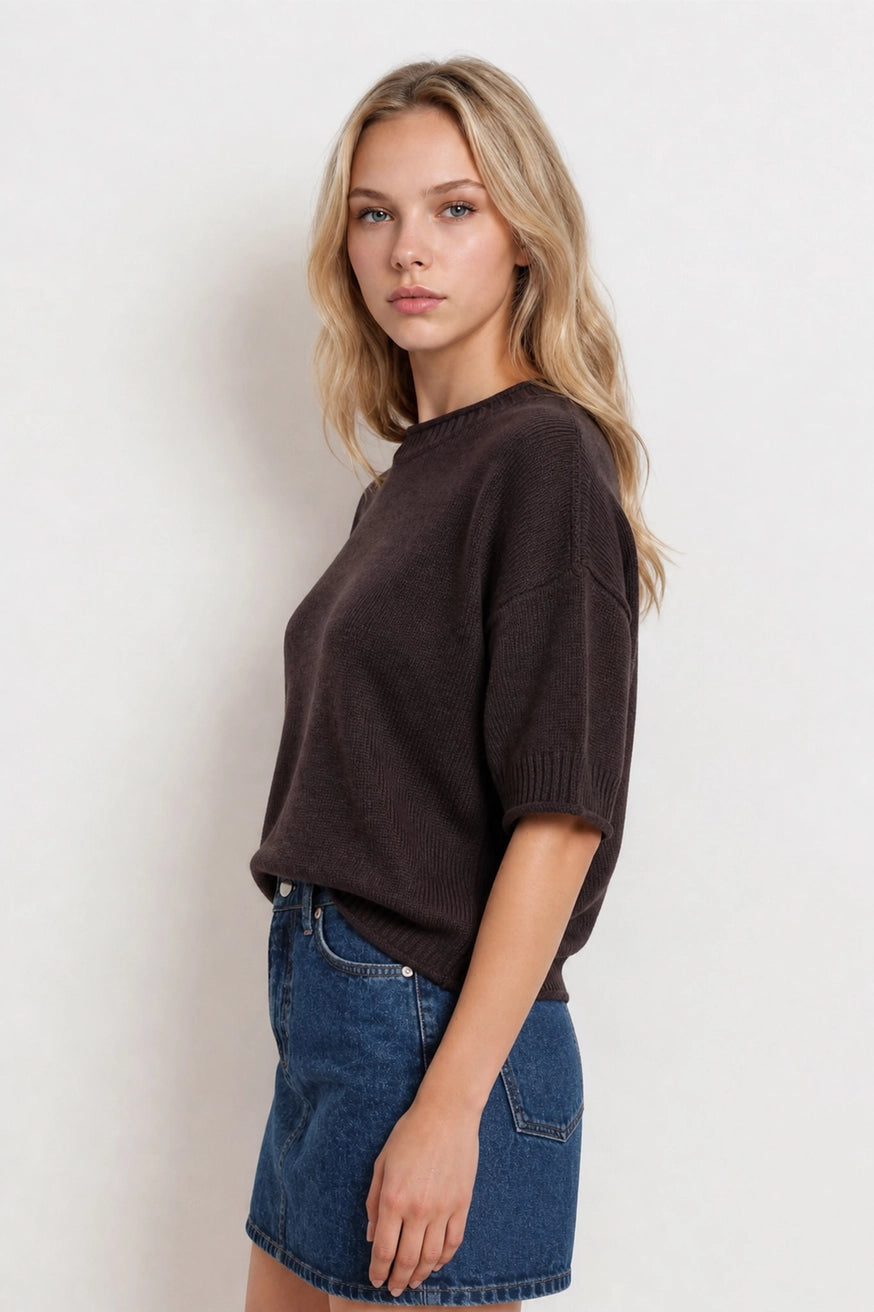 Exposed Seam Relaxed Knit Sweater
