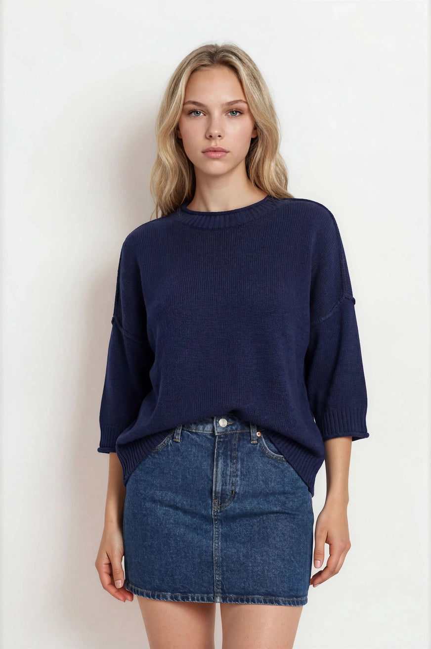 Exposed Seam Relaxed Knit Sweater