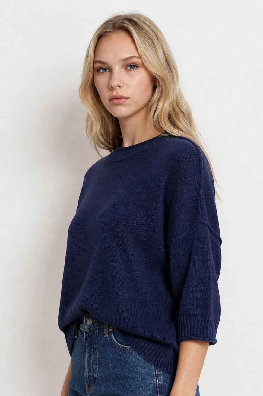 Exposed Seam Relaxed Knit Sweater