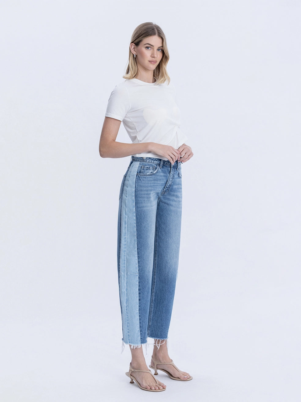 Two-Tone Barrel Jeans