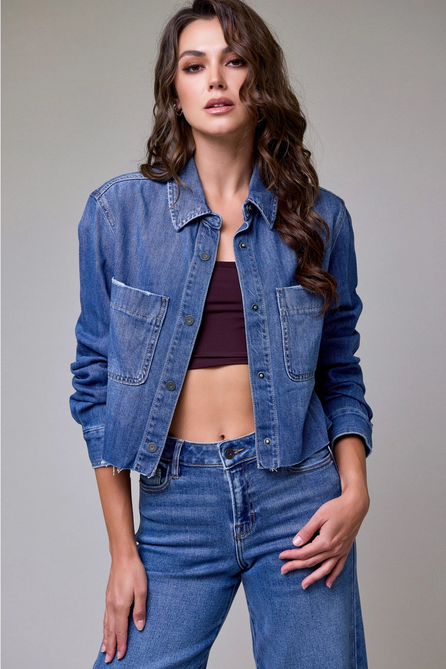 Cropped Denim Shirt