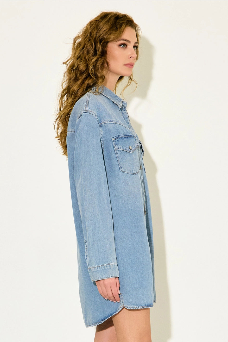 Oversized Denim Shirt Dress