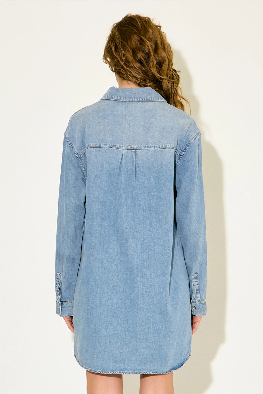 Oversized Denim Shirt Dress
