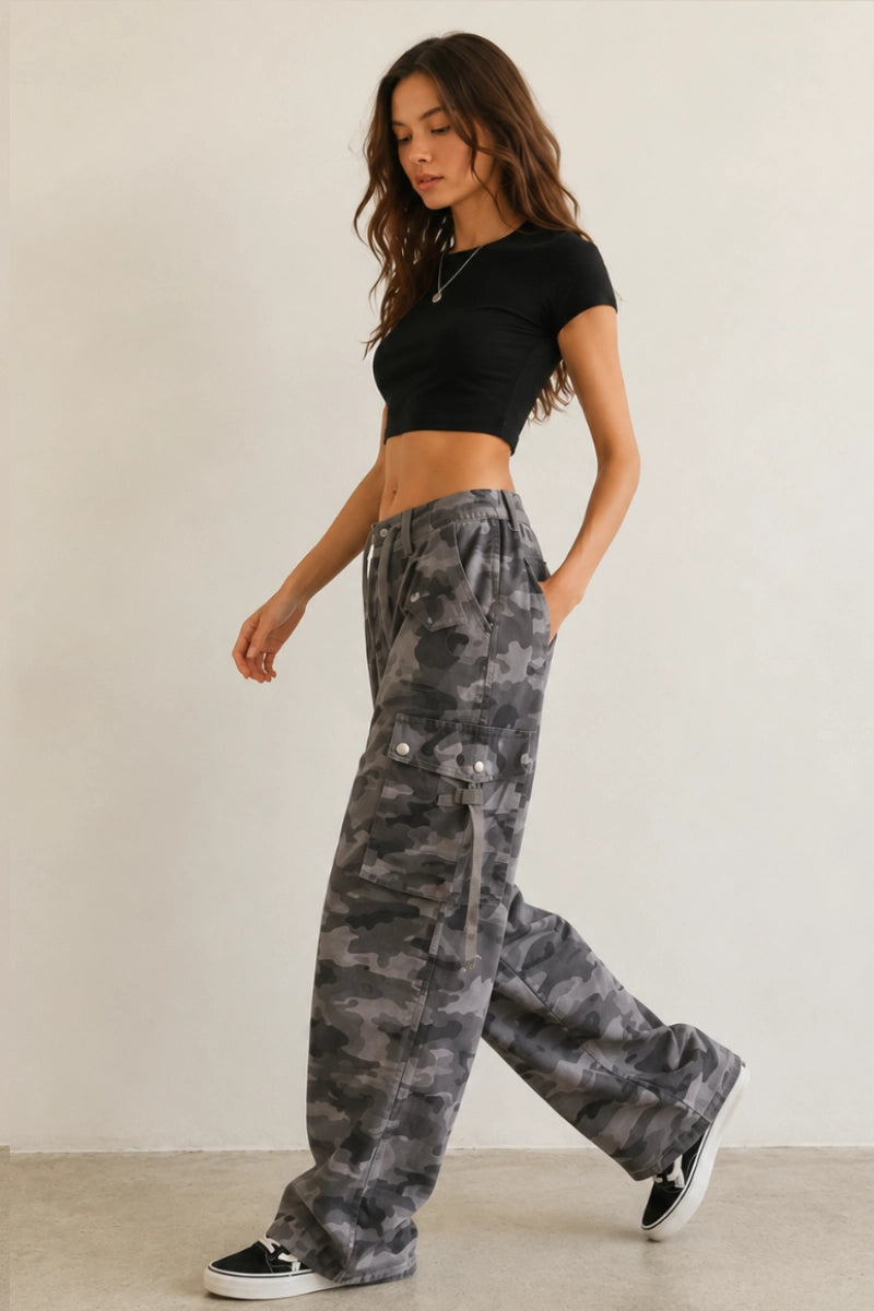 Grey Camo Cargo Pants