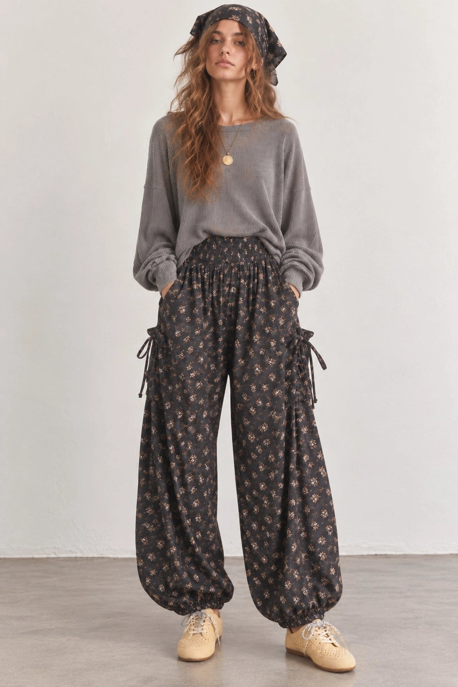 Boho Floral Ruched Pants